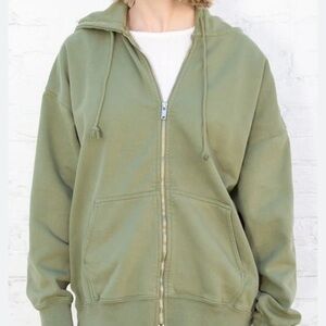 brandy melville green christy zip up